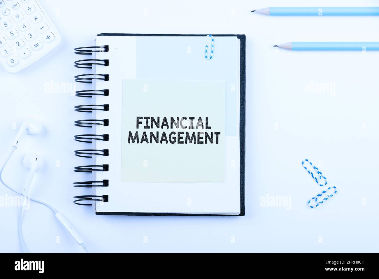 Hand writing sign Financial Management, Business idea efficient and effective way to Manage Money and Funds Stock Photo