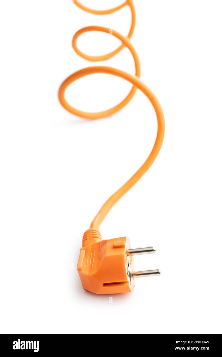 Orange electric plug isolated on white background Stock Photo Alamy