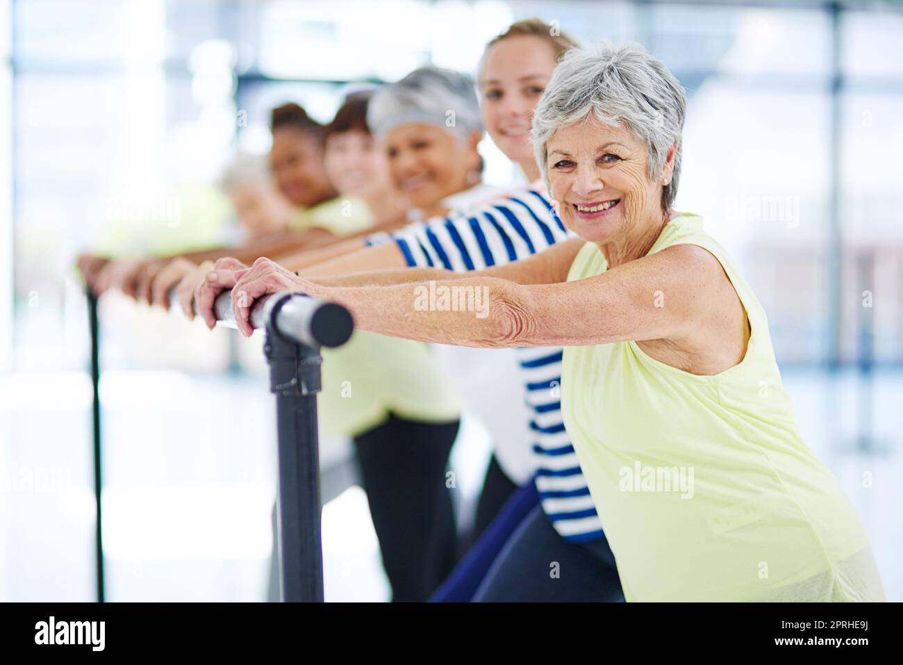 Fitness is a way of life. a group of women working out indoors. Stock Photo