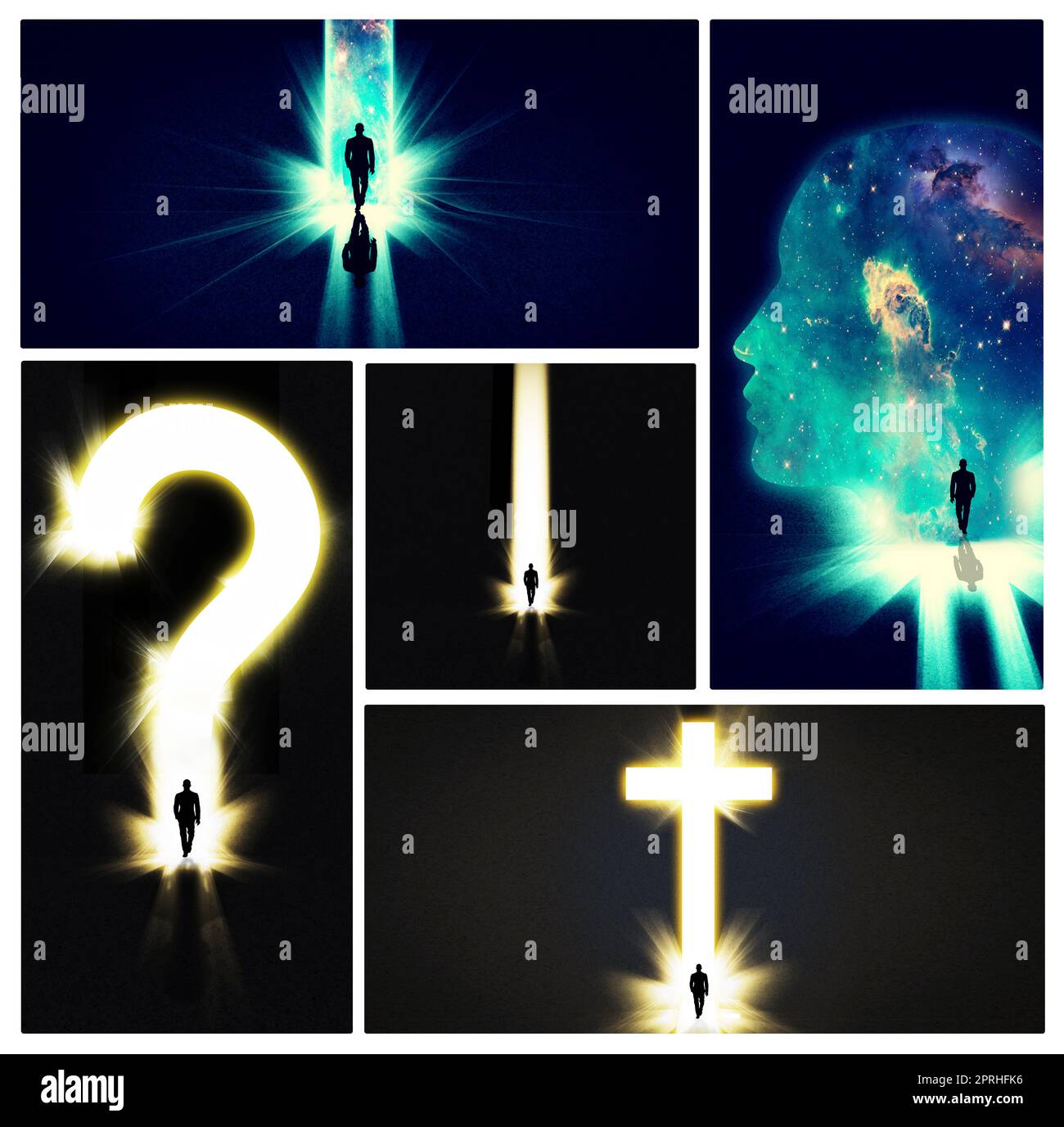 The end...or is it. Composite image of a theological illustrations. Stock Photo