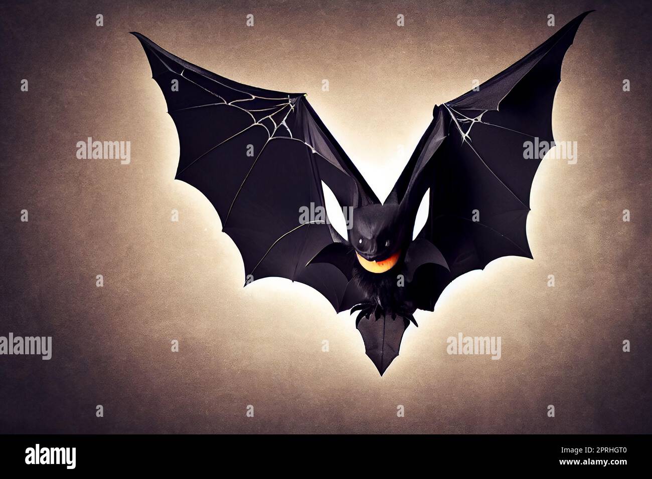 Halloween flying bat with scary eyes. AI generated art illustration