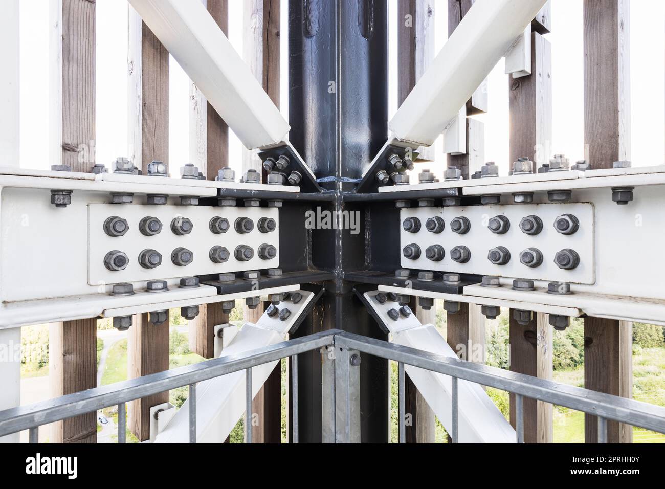 Steel construction with bolts connecting steel beams Stock Photo Alamy