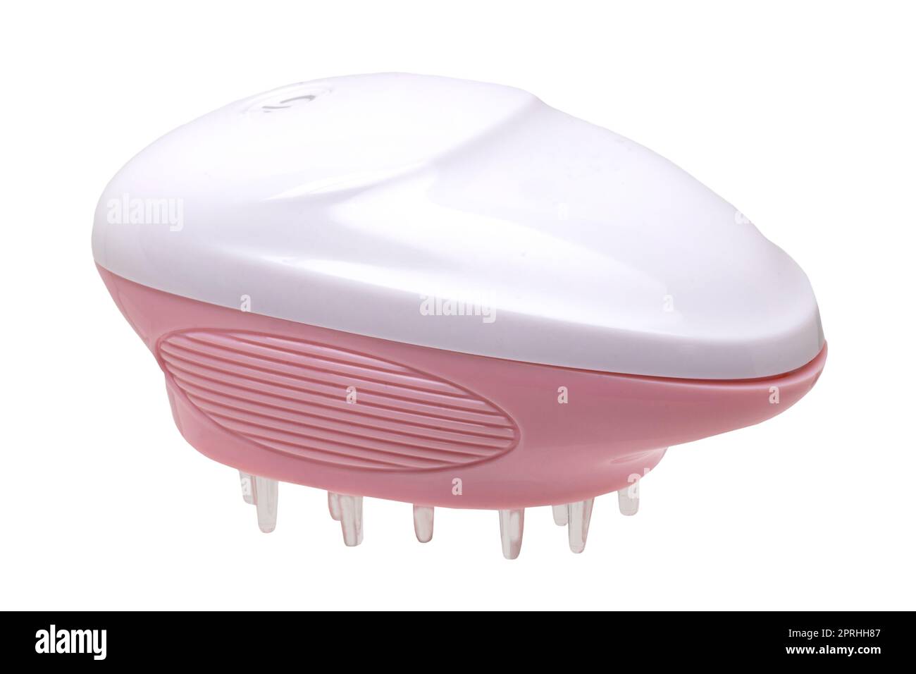 Close up of a battery operated scalp massage brush, shampoo brush or scalp massager for exfoliating and massaging the scalp.Clipping path. Beauty and health concept. Stock Photo