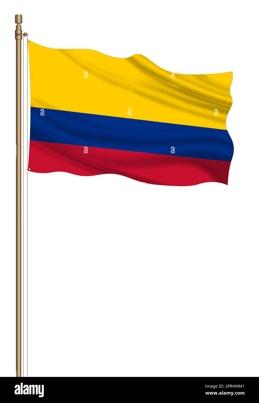 3D Flag of Colombia on a pillar Stock Photo