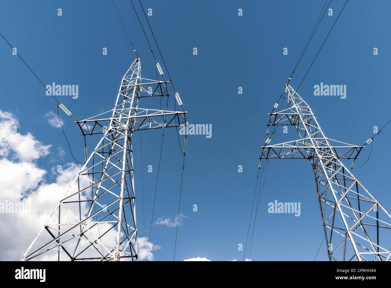 Electricity transmission power lines (High voltage towers) Stock Photo