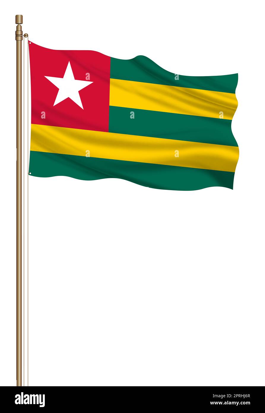 3D Flag of Togo on a pillar Stock Photo