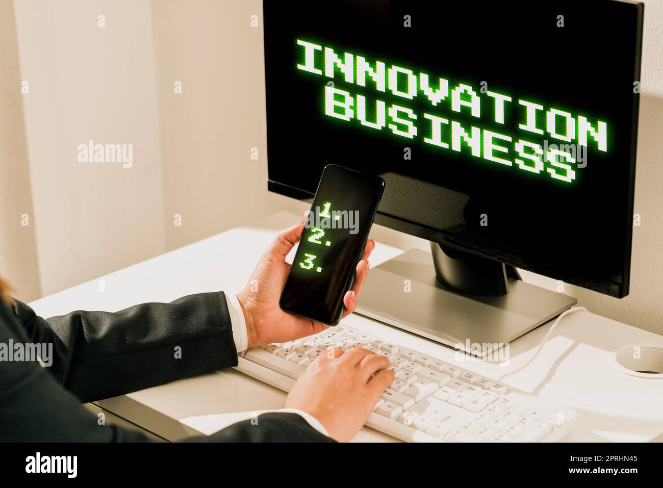 Text caption presenting Innovation Business. Conceptual photo Introduce New Ideas Workflows Methodology Services Stock Photo