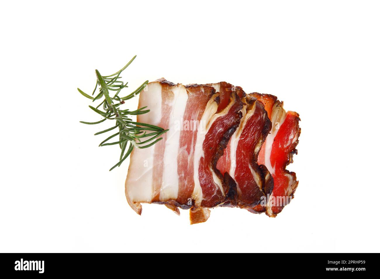 Italian prosciutto crudo or spanish jamon. Jerked meat, isolated on