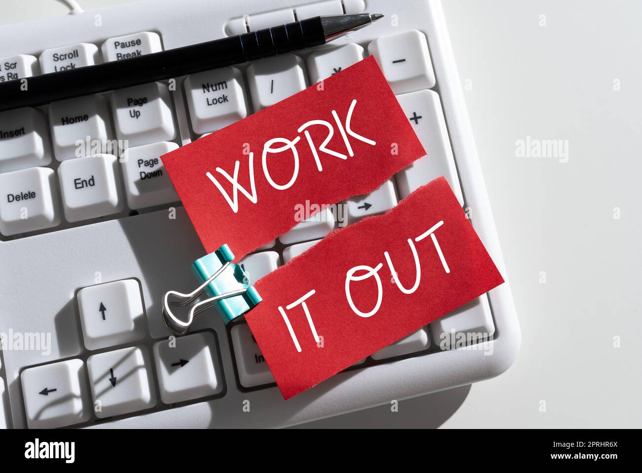 Text sign showing Work It Out. Conceptual photo Planning something in detail brainstorm business teamwork Stock Photo