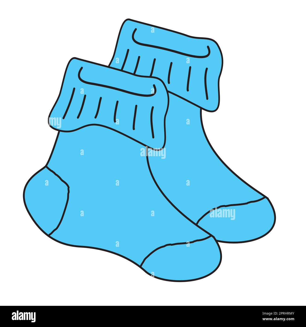 A blue pair of cartoon socks isolated on a white background Stock