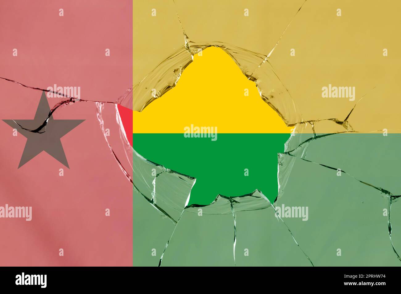 3D Flag of Guinea-Bissau on a glass breakage background Stock Photo - Alamy