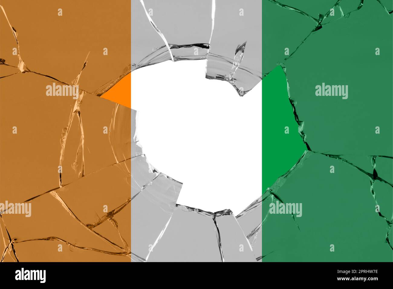 3D Flag of Ivory Coast on a glass breakage background Stock Photo - Alamy