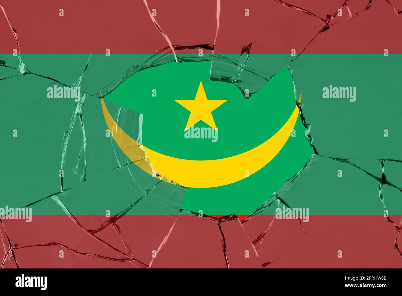 3D Flag of Mauritania on a glass breakage background Stock Photo - Alamy