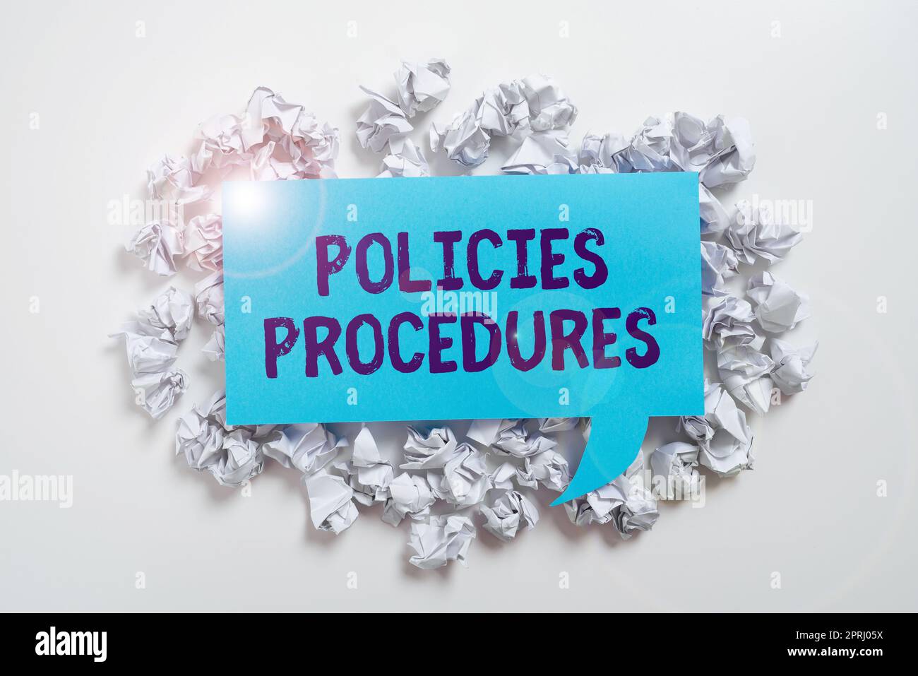 Text caption presenting Policies Procedures. Business approach Influence Major Decisions and Actions Rules Guidelines Stock Photo
