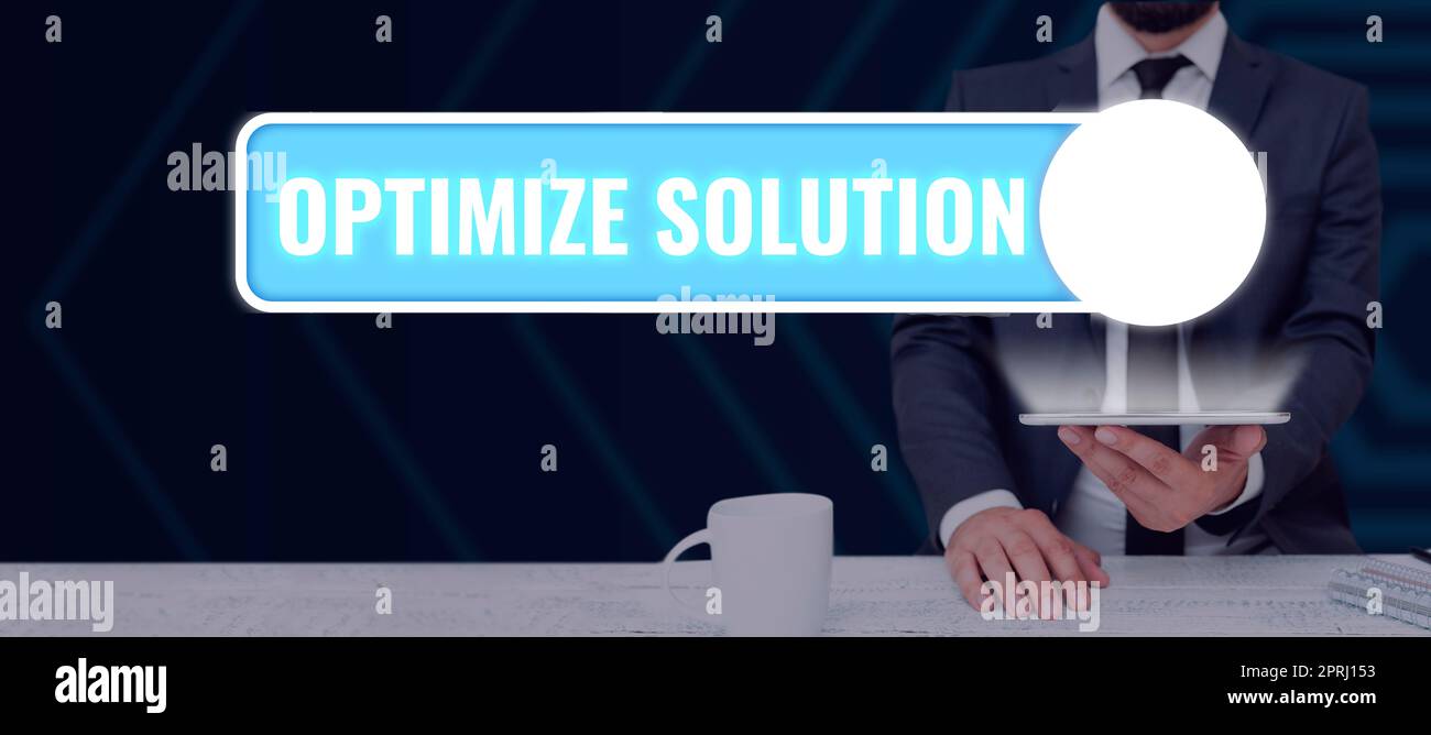 Conceptual caption Optimize Solution, Business showcase process of ...