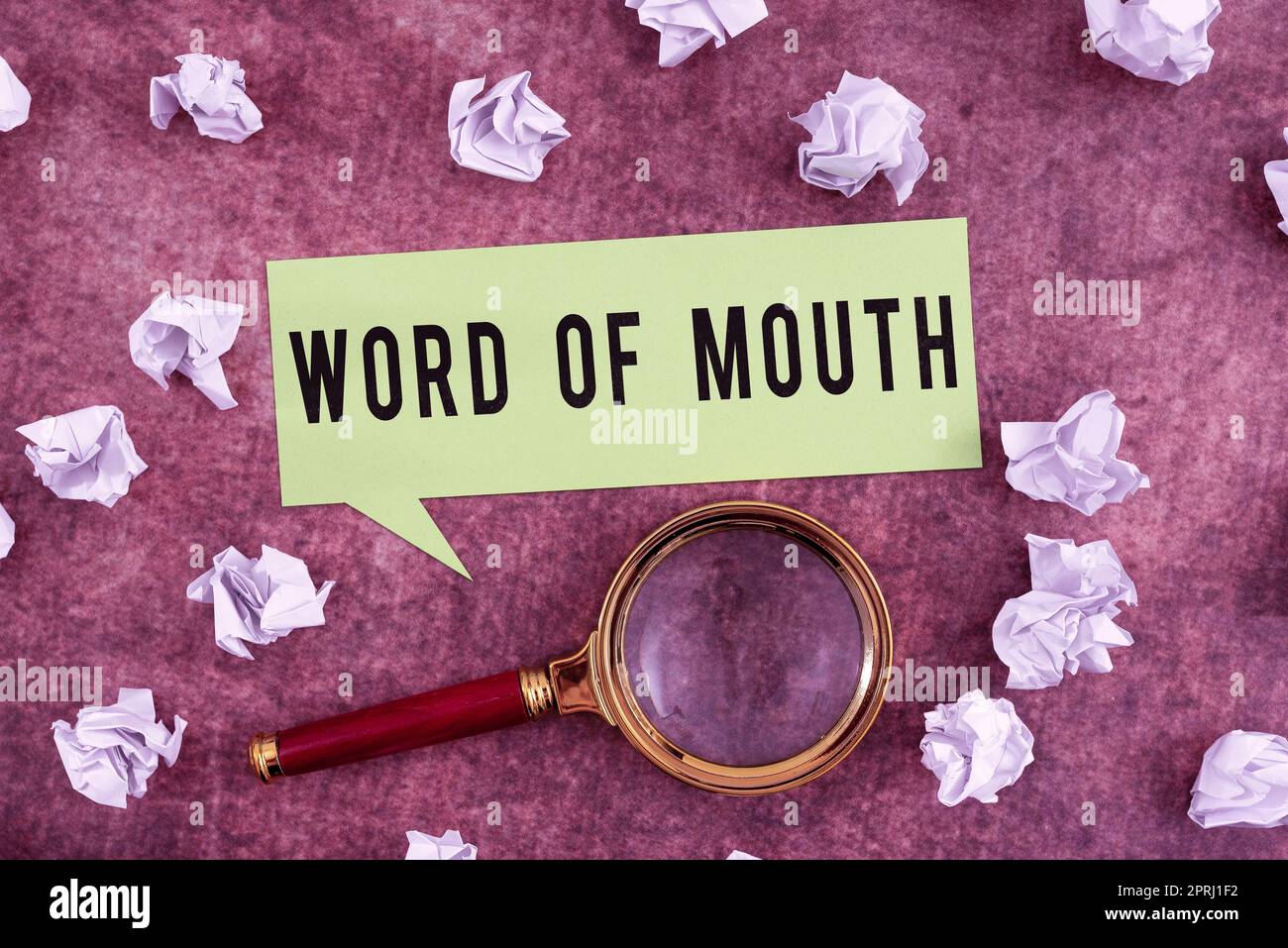Hand writing sign Word Of Mouth. Word for Oral spreading of information