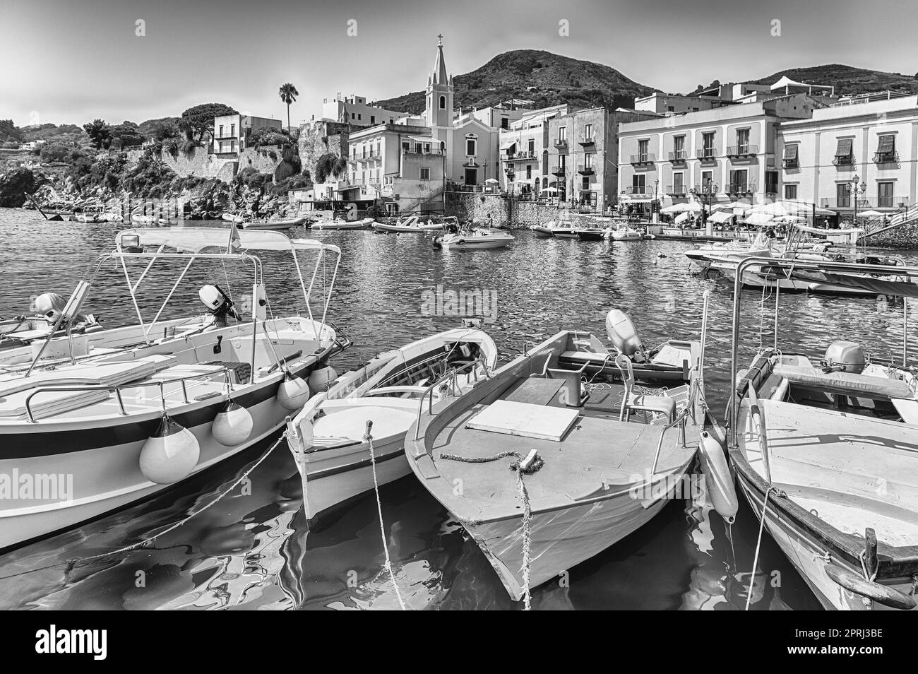 The harbour of Marina Corta in Lipari, Aeolian Islands, Italy Stock Photo
