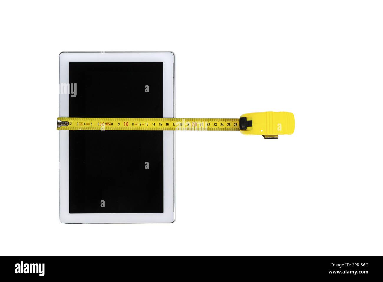 measurement of the screen size of a tablet on a transparent background