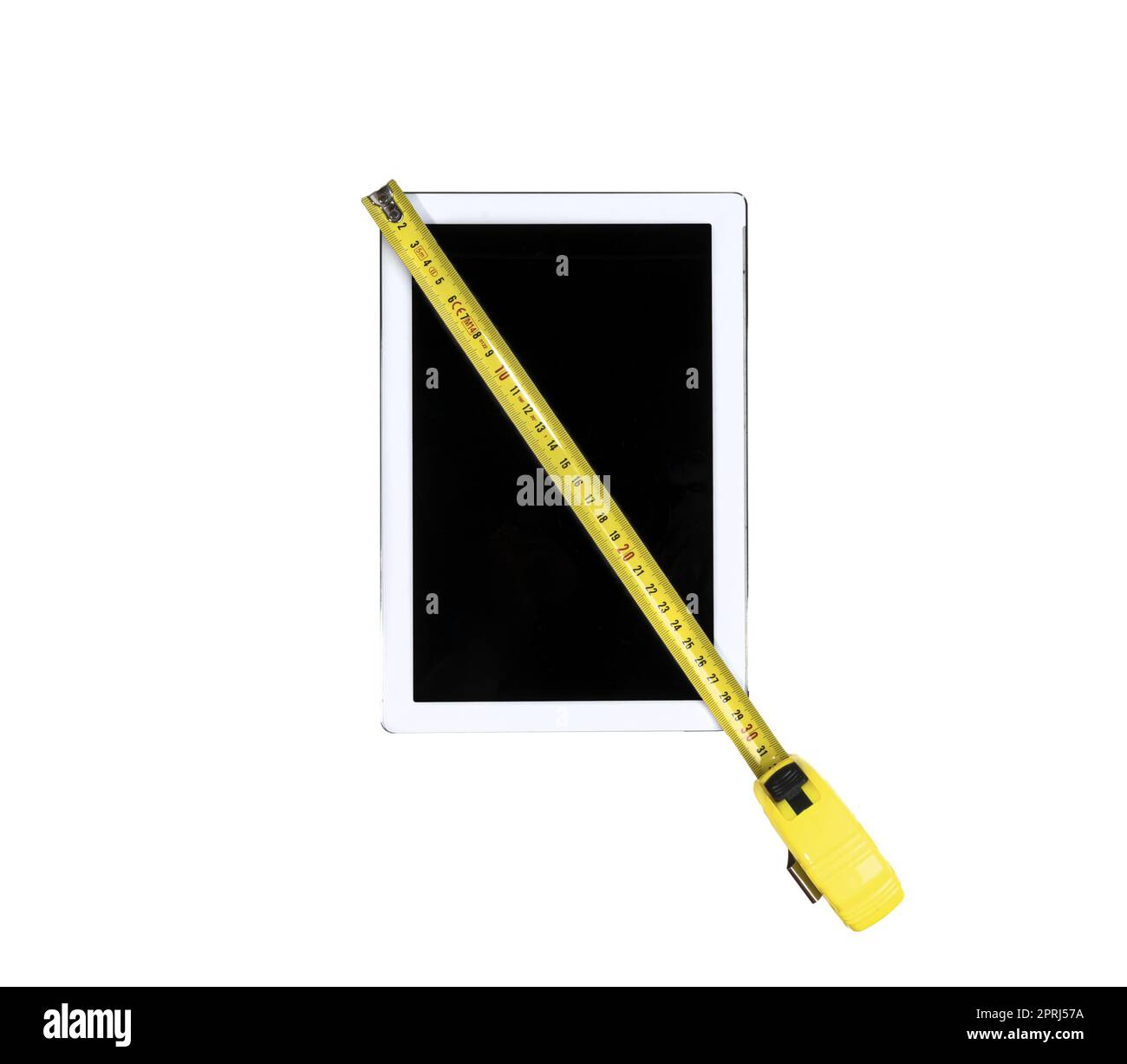 measurement of the screen size of a tablet on a transparent background