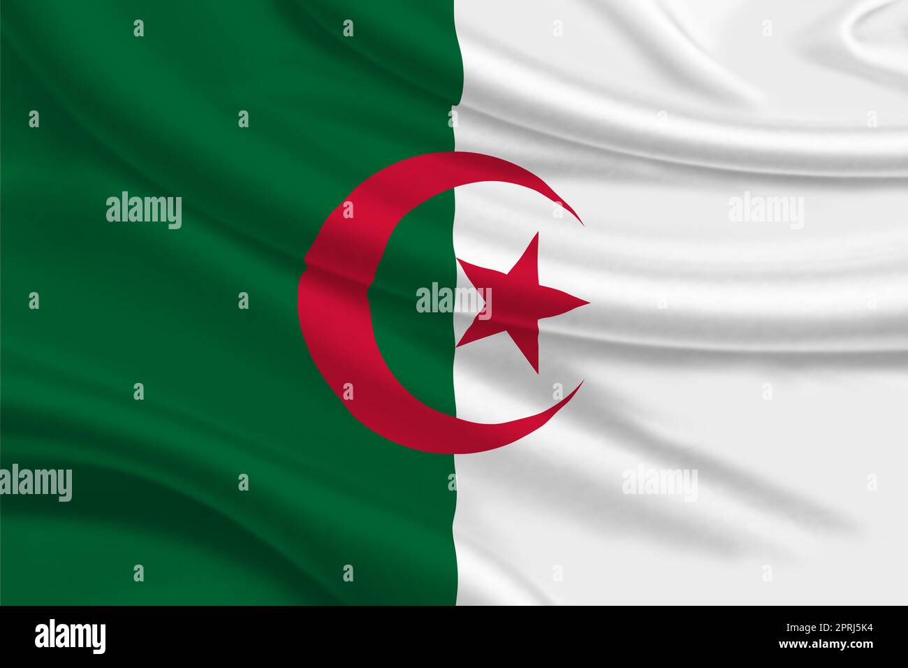 3D Flag of Algeria on fabric Stock Photo