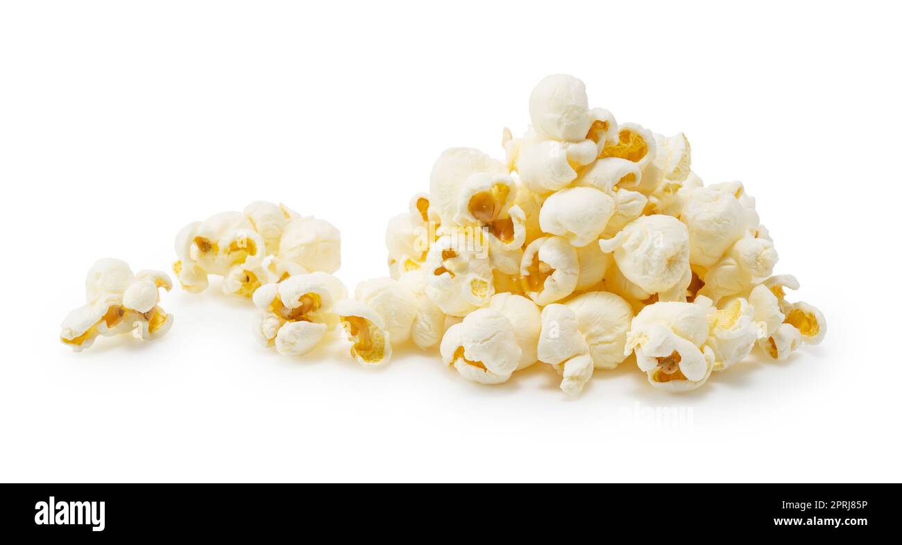 Popcorn placed on a white background. Stock Photo