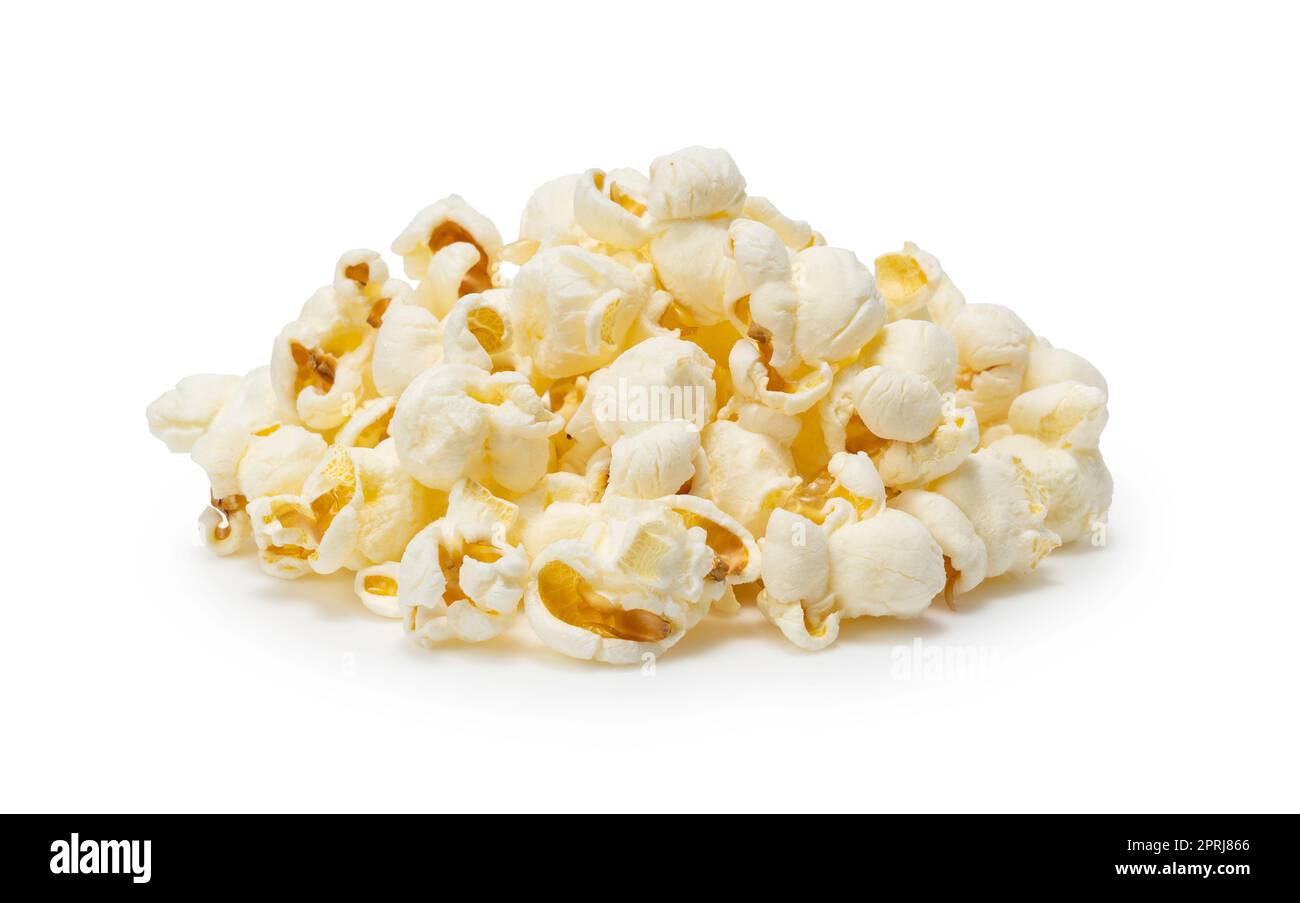 Popcorn placed on a white background. Stock Photo