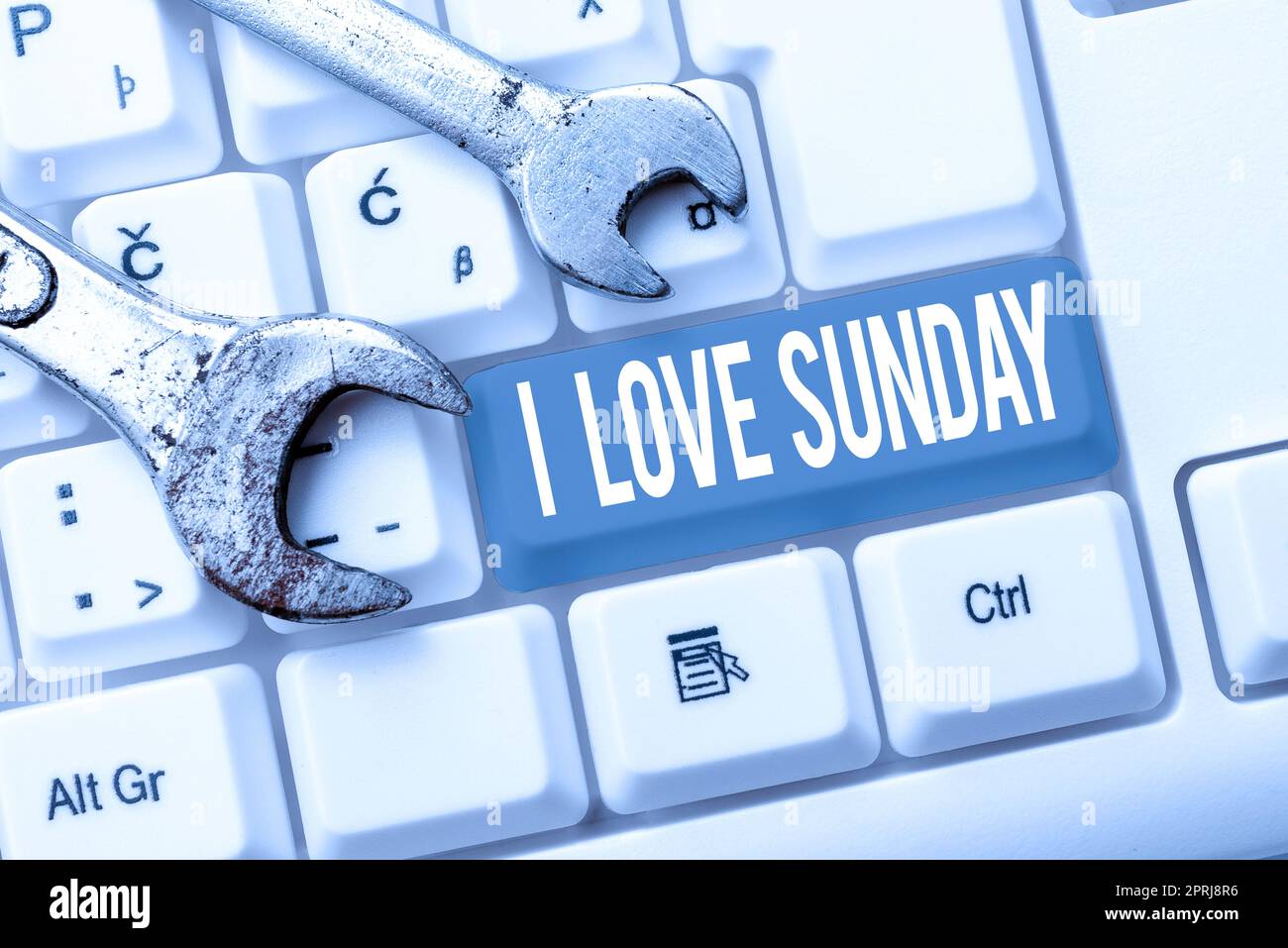 Conceptual display I Love Sunday. Concept meaning To have affection for the weekend happy excited relax Stock Photo