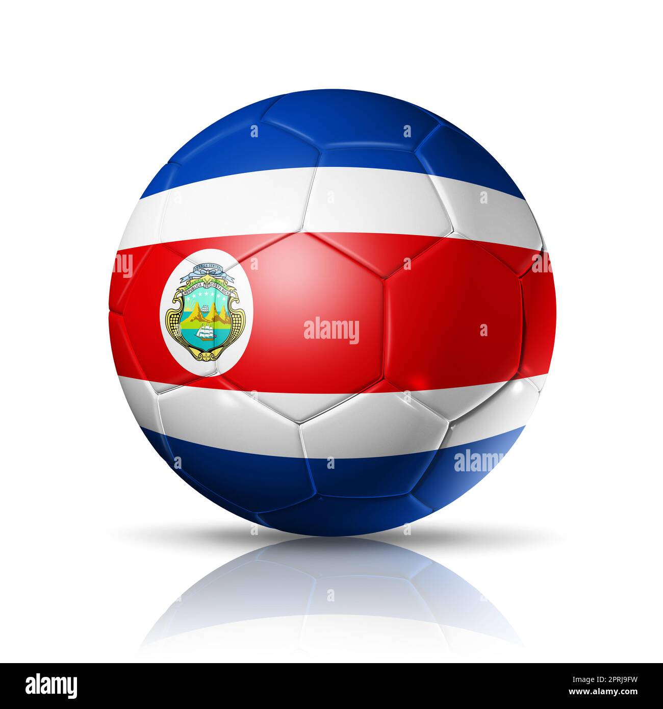 3D soccer ball with Costa Rica team flag. isolated on white with