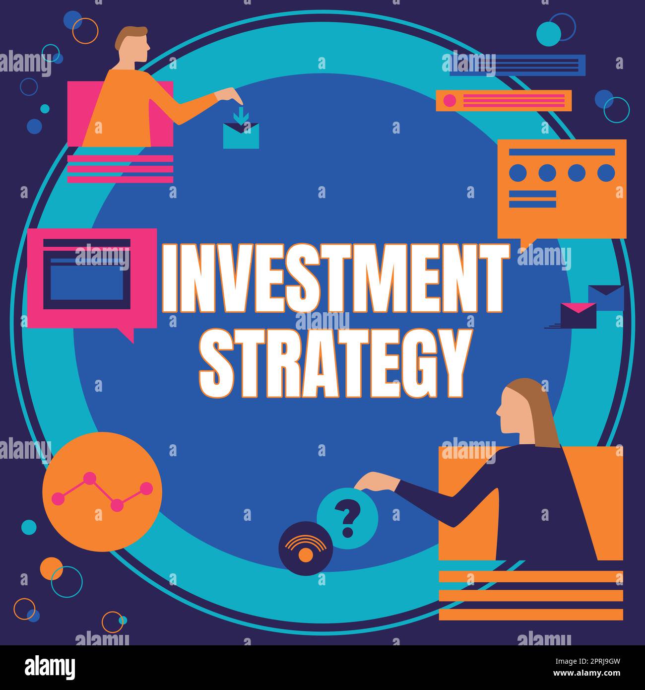 Handwriting text Investment Strategy. Business showcase Set of Rules