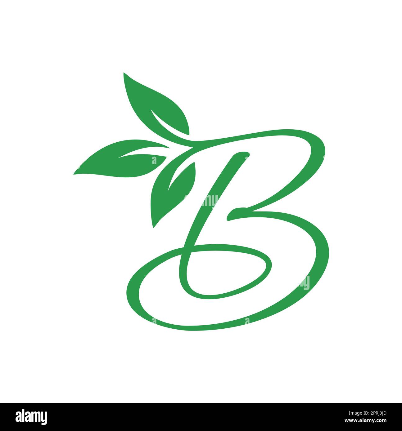 Letter B Natural Green leaf ecology monogram logo Stock Vector Image ...
