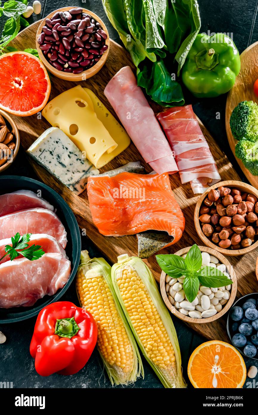 Low-carbohydrate diet products recommended for weight loss Stock Photo