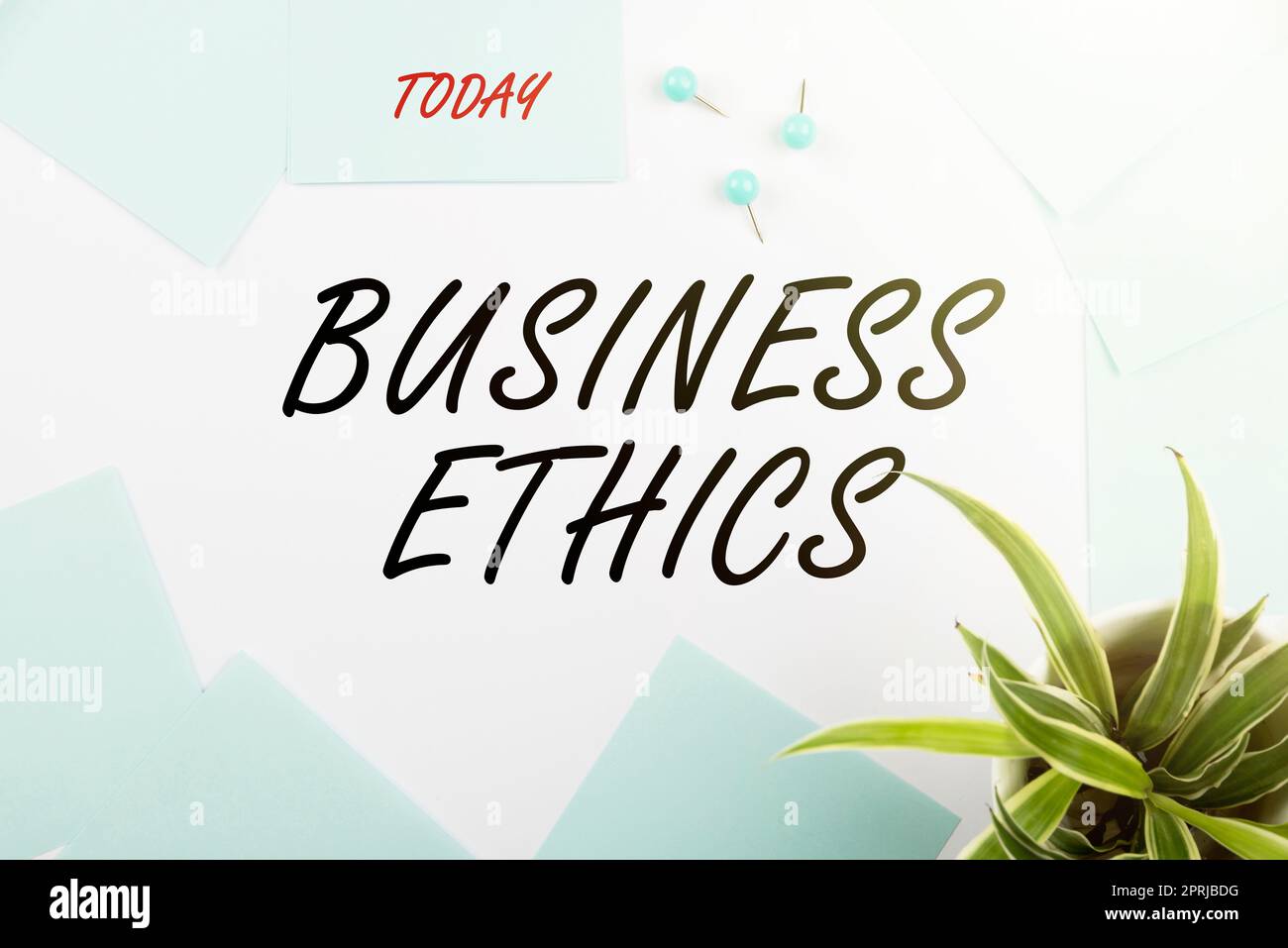Hand writing sign Business EthicsMoral principles that guide the way a business behaves. Word Written on Moral principles that guide the way a business behaves Stock Photo