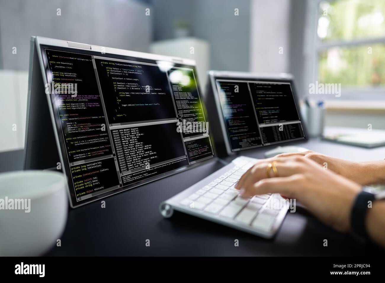Developer Programmer Woman Coding Software Stock Photo