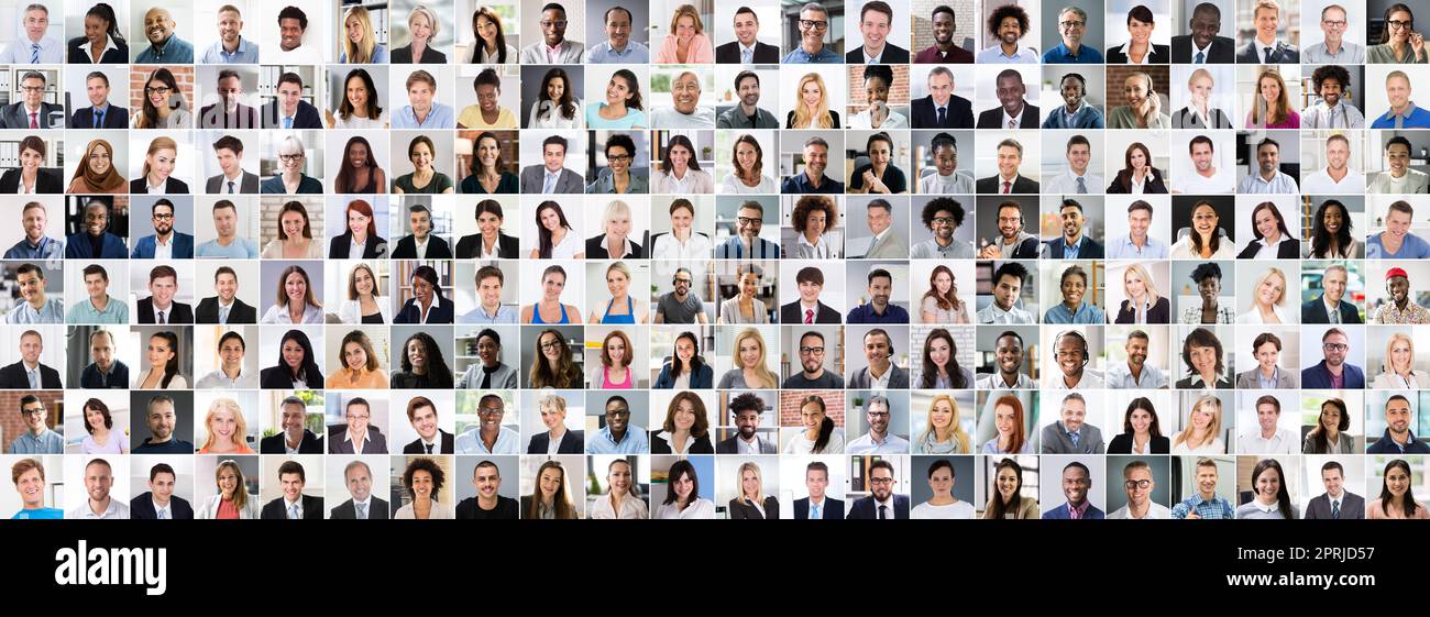 Diverse People Face Collage. Professional Group Meeting Stock Photo - Alamy