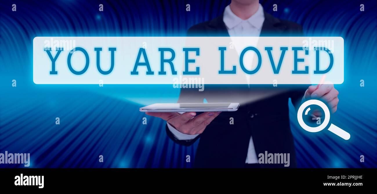 Writing displaying text You Are Loved. Business concept Somebody loves you have strong feelings happy excited Stock Photo