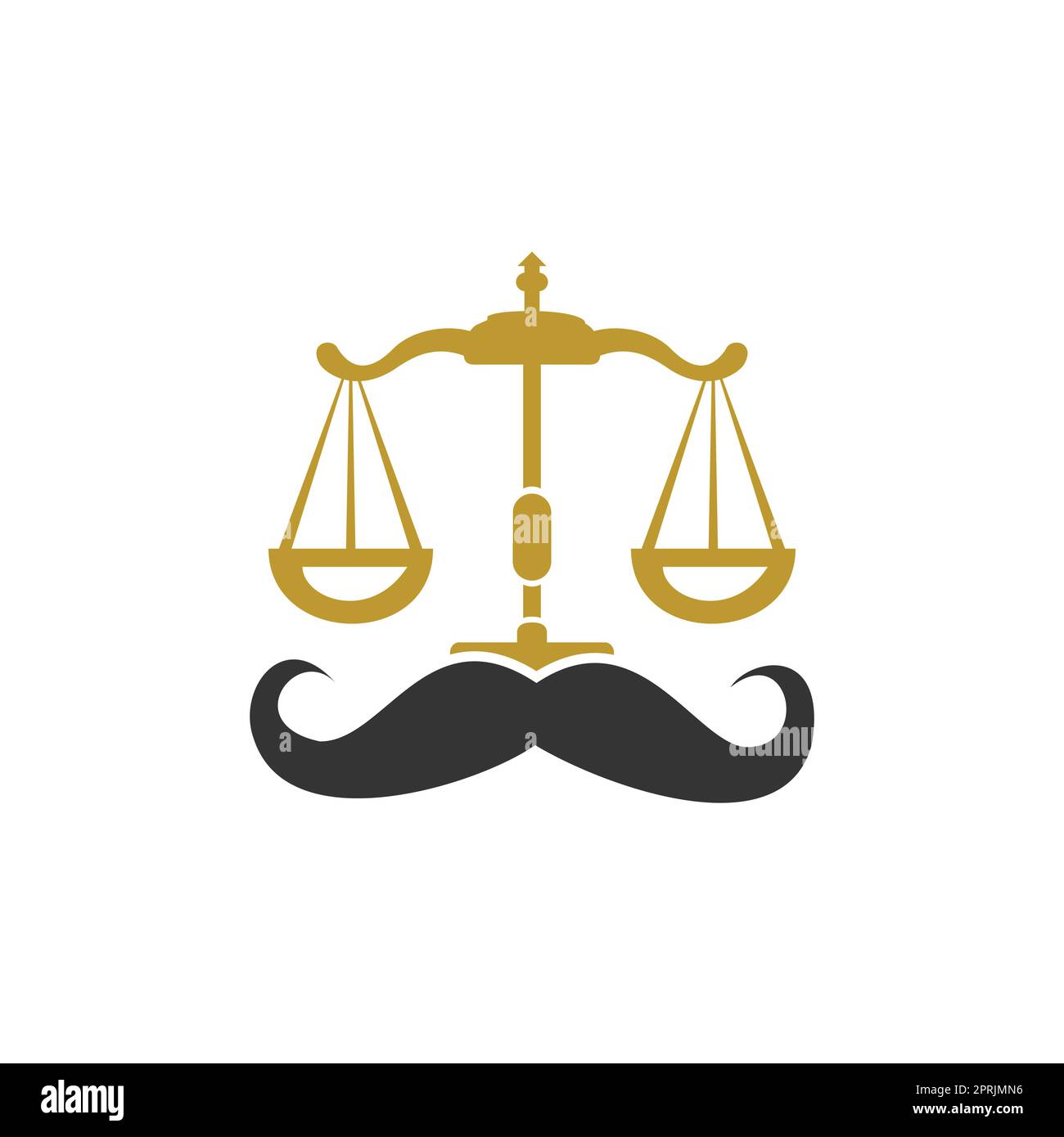 Strong law vector logo design concept. Scale and mustache icon vector