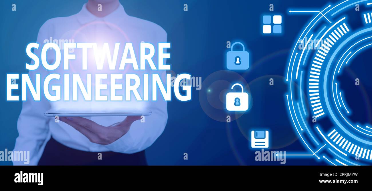 Conceptual caption Software Engineering, Business concept Program Development in Systematic Quantifiable approach Stock Photo