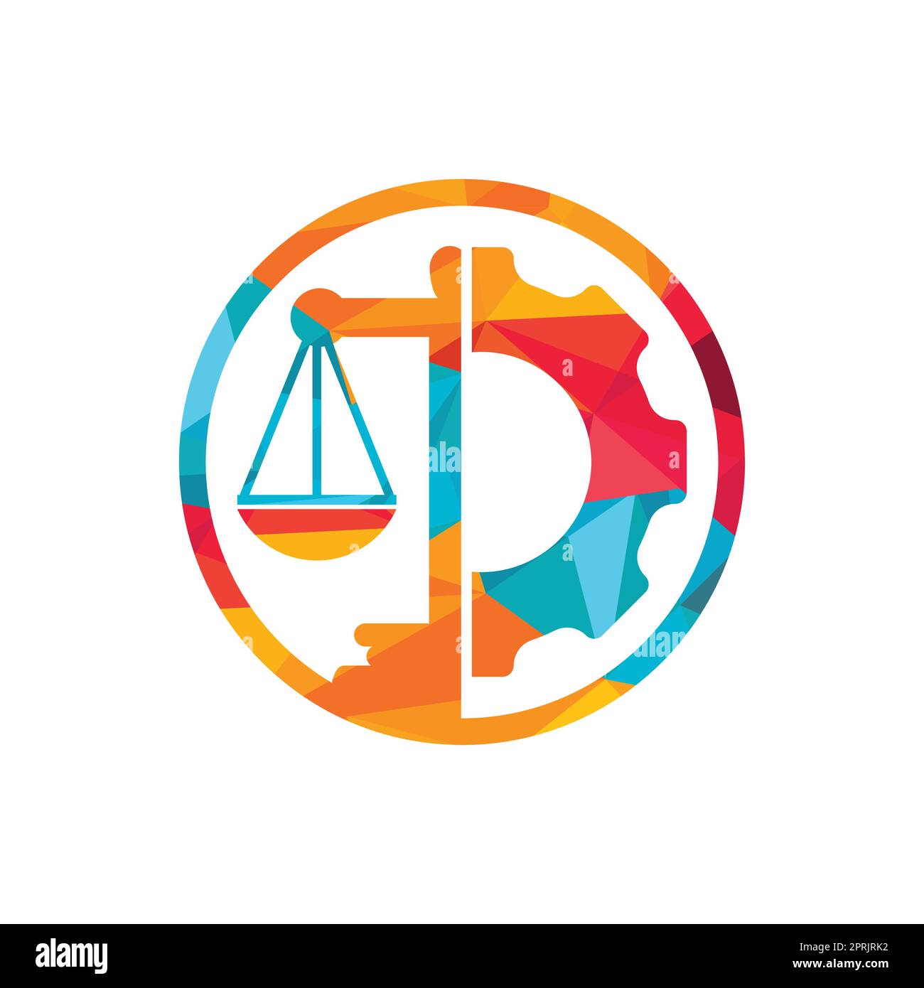 Industrial law firm vector logo design concept. Law firm with gear logo