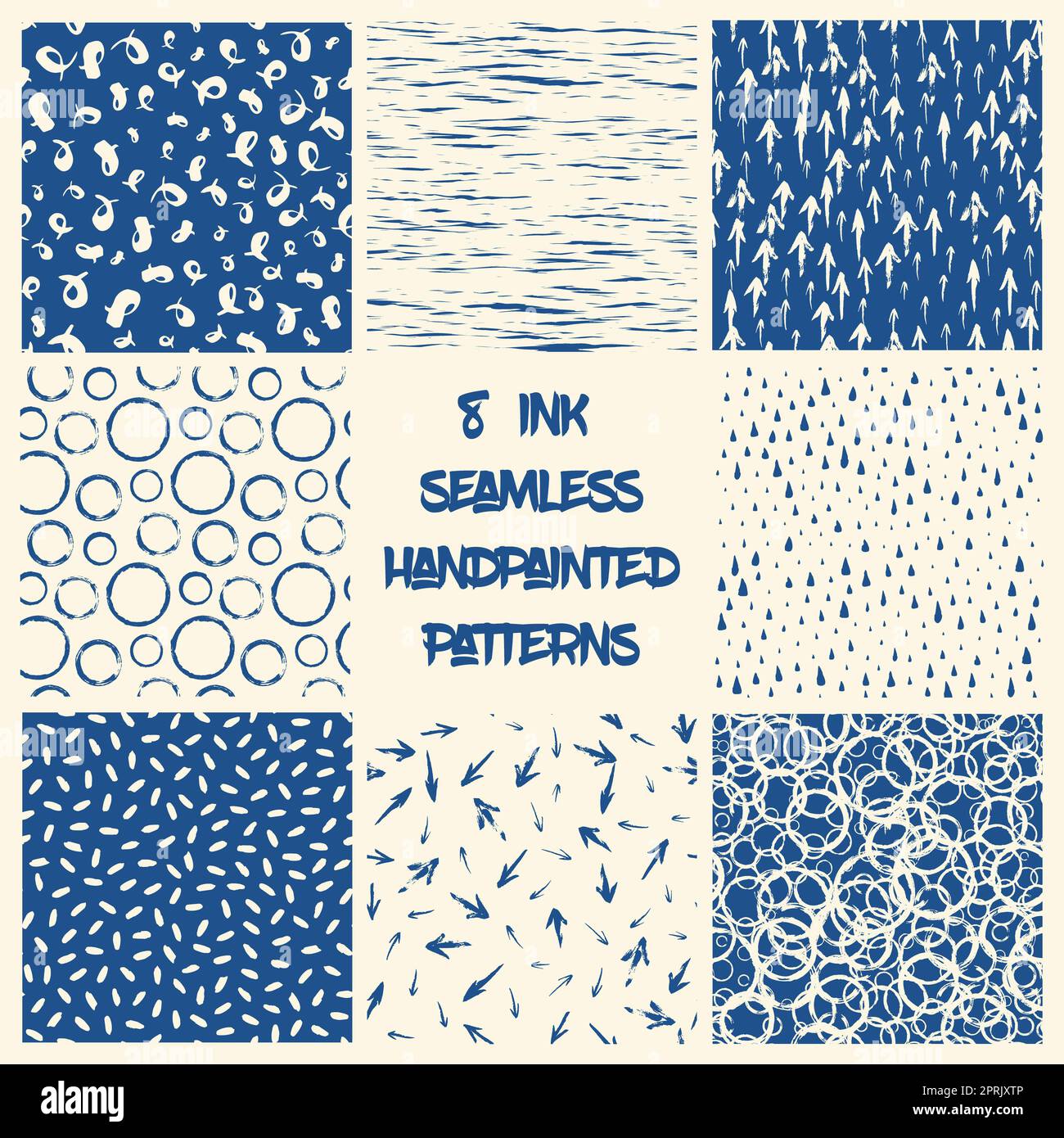 Holy Pattern Link Ink Set of 8 seamless patterns. Hand painted with ink and brush. Geometric ...