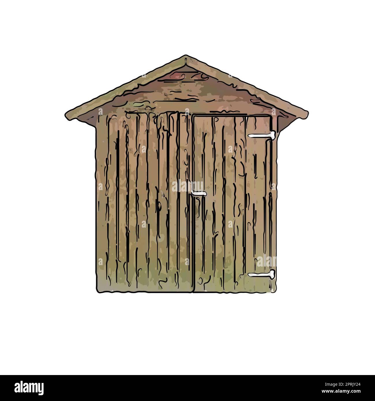 Illustration of a shabby old shed isolated on white background Stock Photo - Alamy