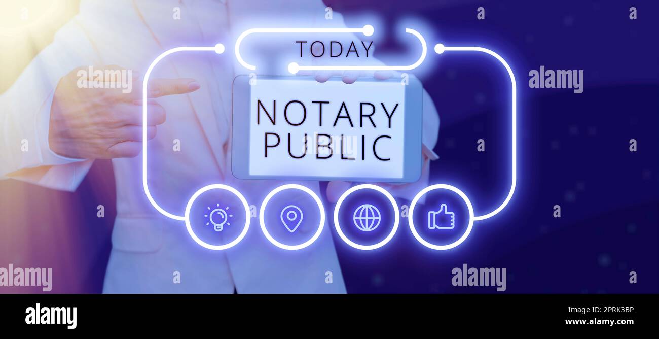 Conceptual display Notary Public, Business showcase Legality