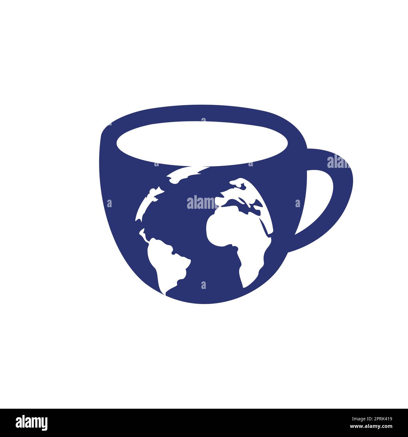 Creative Coffee cup with globe map vector logo design template. Stock Vector
