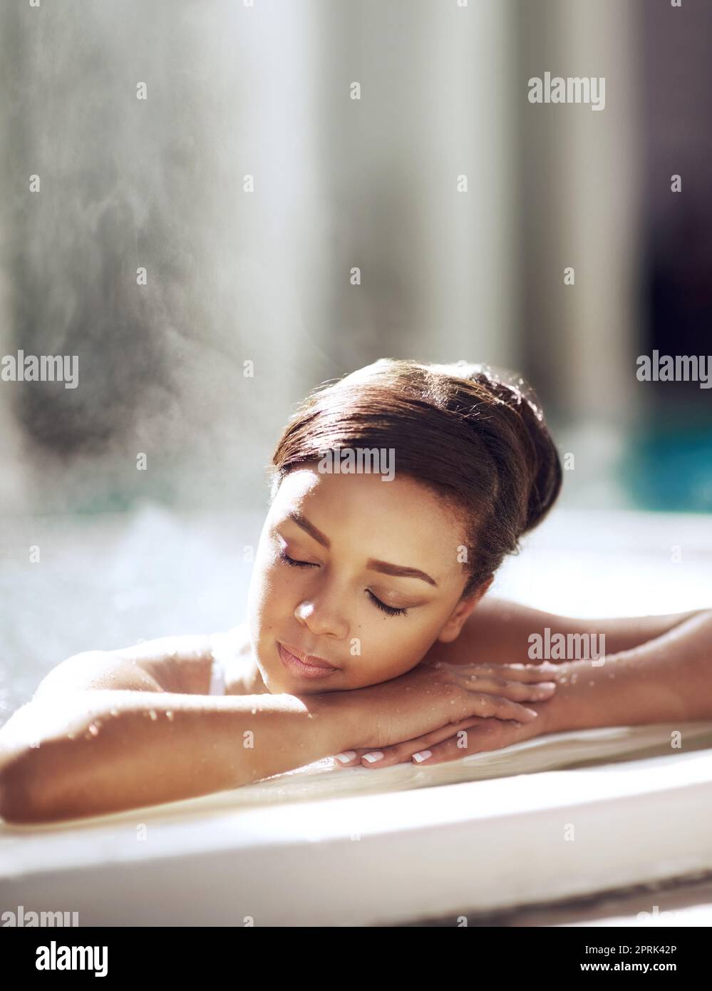 Today is for being pampered. a beautiful young woman at the beauty spa. Stock Photo