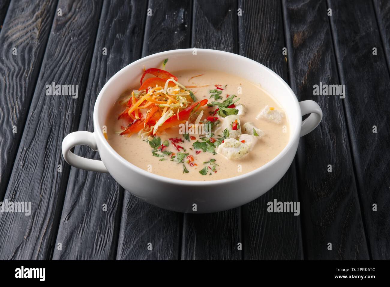 Chicken soup puree with vegetables Stock Photo Alamy