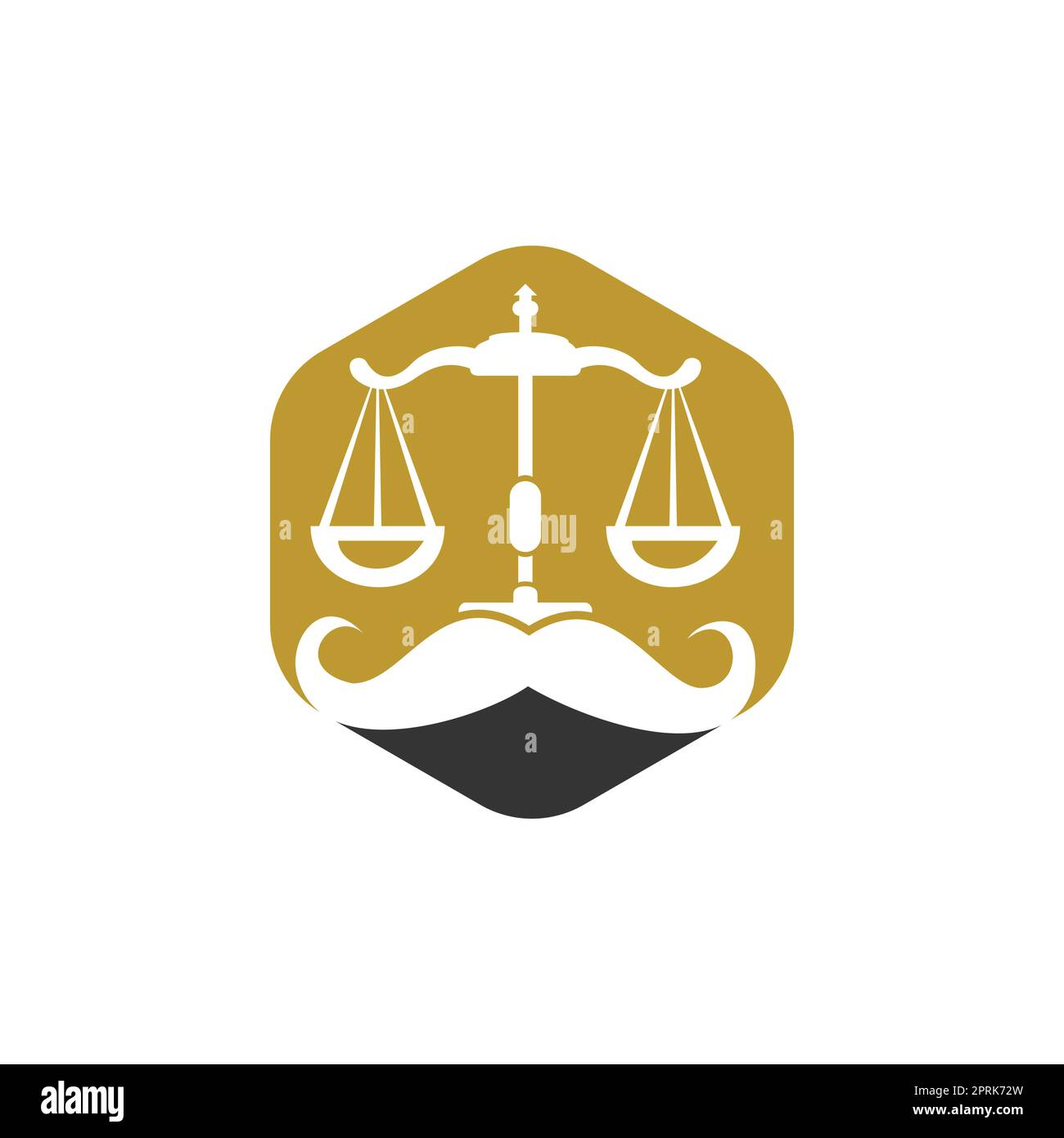 Strong law vector logo design concept. Scale and mustache icon vector