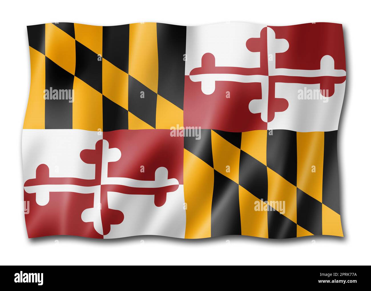 Maryland Flag United States Waving Banner Collection 3d Illustration