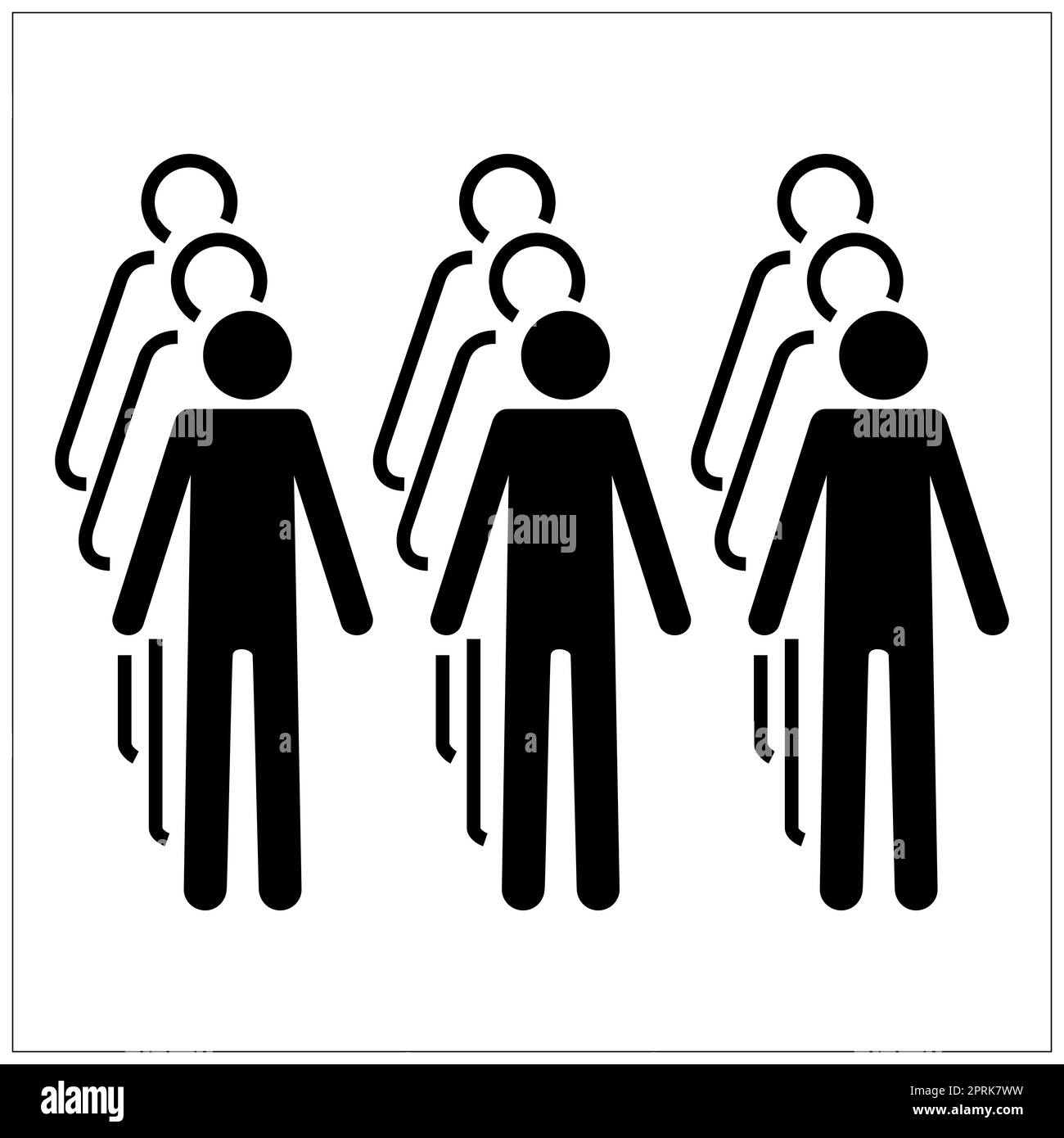 ISO 7001 line up or queue in threes sign Stock Photo Alamy