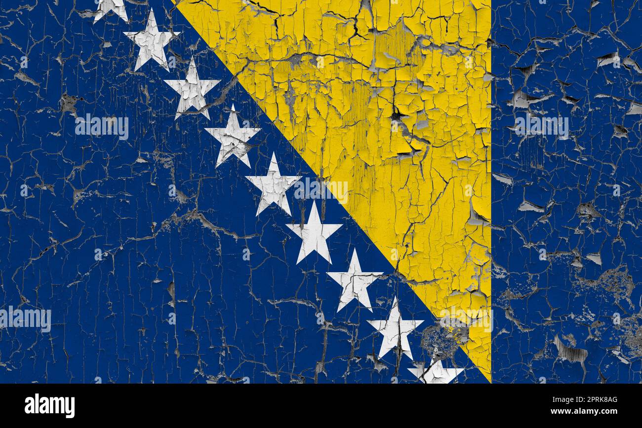 3D Flag of Bosnia and Herzegovina on an old stone wall background Stock ...
