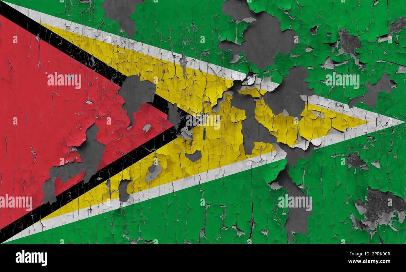 3D Flag of Guyana on an old stone wall background Stock Photo - Alamy