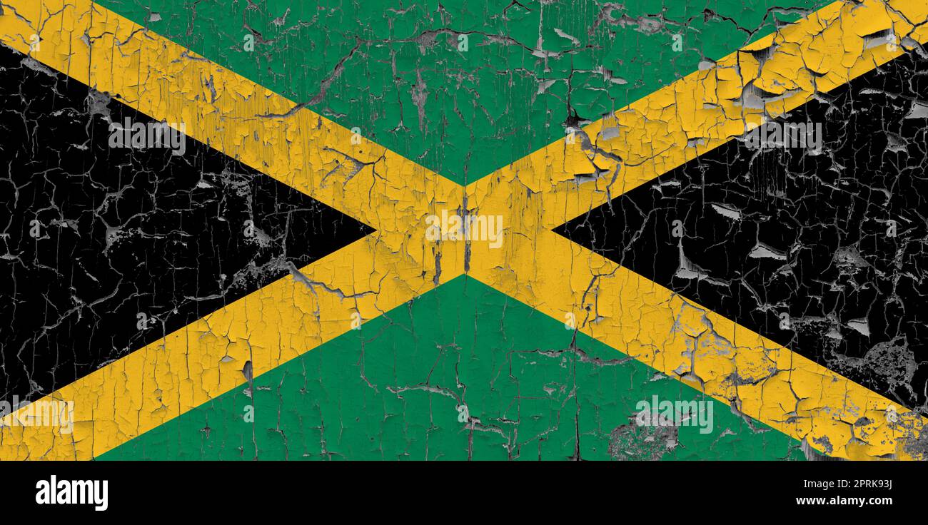 3D Flag of Jamaica on an old stone wall background Stock Photo - Alamy
